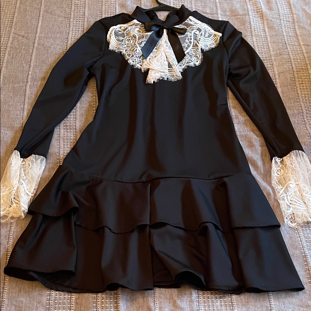 Black Dress with Lace Accents